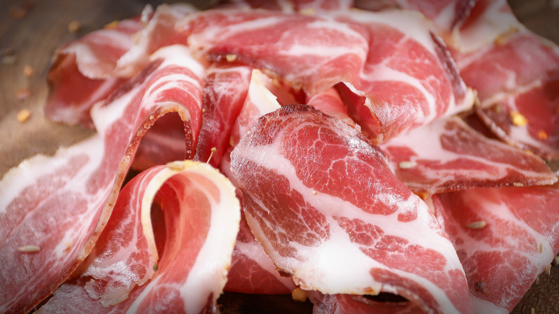 sliced and cured capicola meat